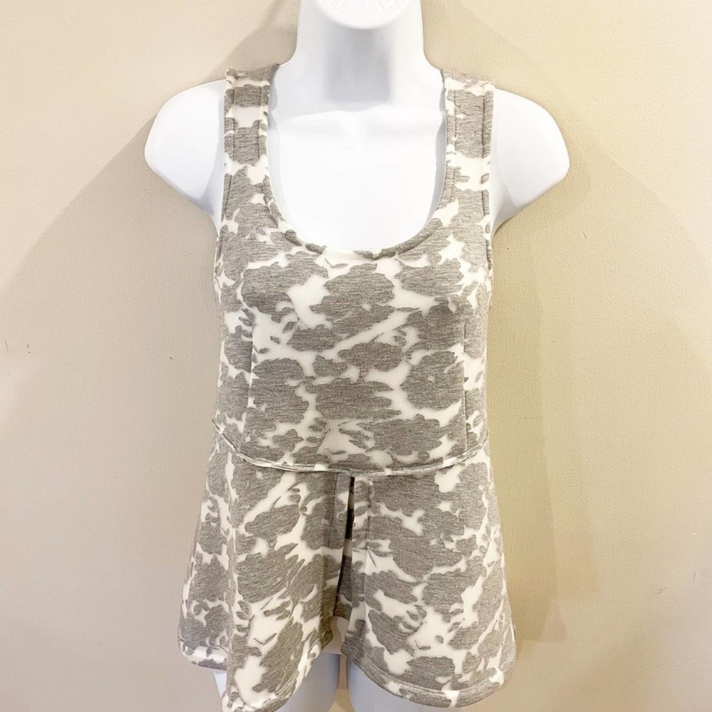 Akemi + Kin Anthro Scuba Lace Peplum Tank Gray XS